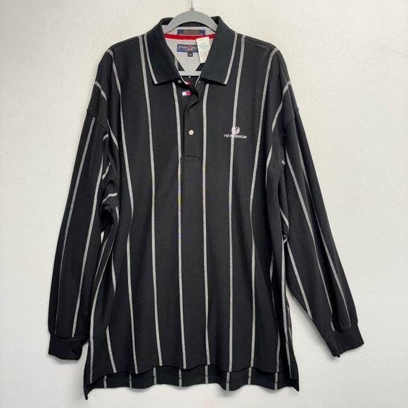 NWT Tommy Hilfiger Golf Polo Black Stripe Long Sleeve The Phoenician Embroidered - Picture 1 of 8